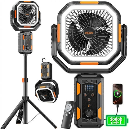 30000mAh Rechargeable Camping Fan with LED Lights & Detachable Tripod 🏕️💨