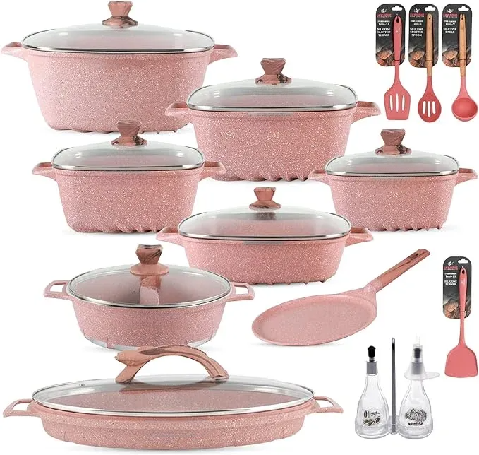 Soldes de printemps🔥Batterie de cuisine 29 pièces antiadhésives revêtement granite multicouche