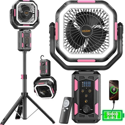30000mAh Rechargeable Camping Fan with LED Lights & Detachable Tripod 🏕️💨