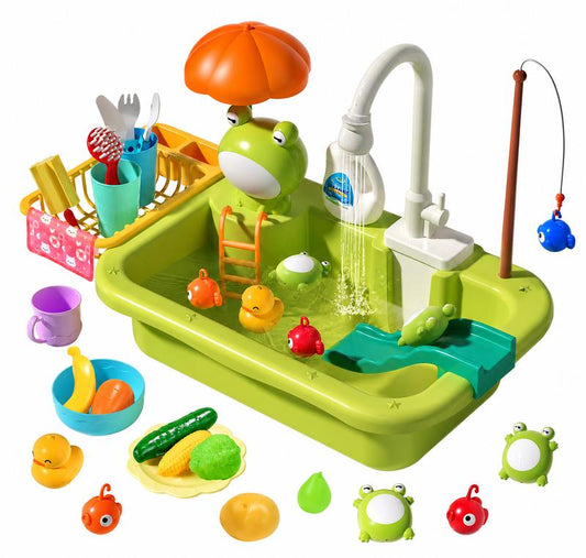 Évier de cuisine pour enfants avec eau courante et ensemble de pêche flottant 💧🎣