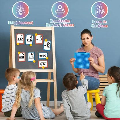 Torlam Mathe Lernkarten + Mathetafel, Mathe-Fidget-Spielzeug, Multiplikations-Lernkarten Einmaleins-Tabelle, POP Fidget-Tabelle, Mathe-Manipulationsmaterial Division, Addition, Subtraktion Spiele Spielzeug für Kinder, 1., 2., 3., 4., 5., 6. Klasse