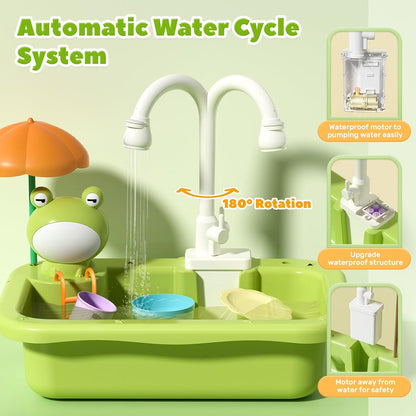 Kinderspielküchenspüle mit fließendem Wasser & schwimmendem Angelspielzeug-Set 💧🎣