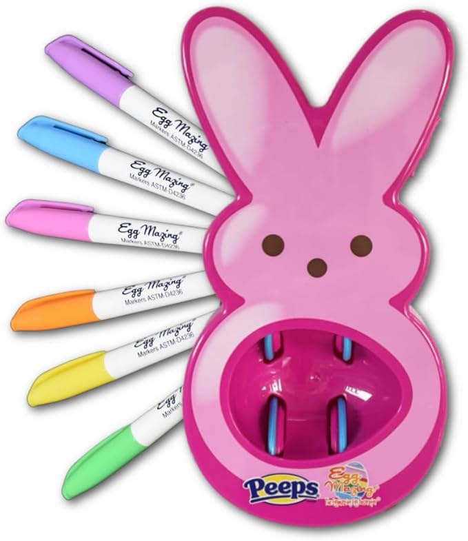 Eggmazing Peeps Hasen-Eier-Dekorator – 6 schnell trocknende, ungiftige Filzstifte, ab 3 Jahren