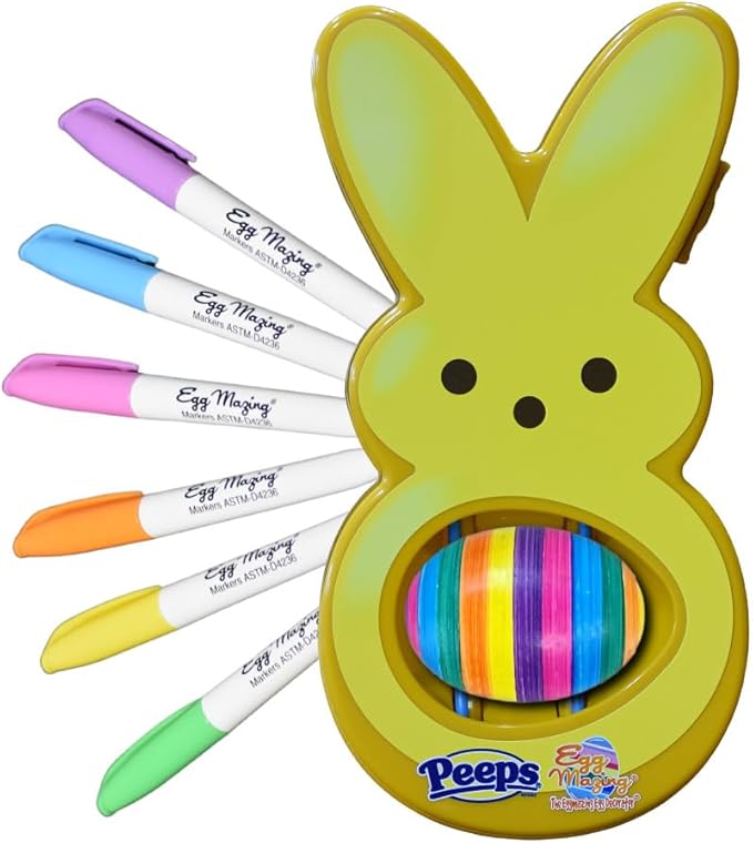 Eggmazing Peeps Hasen-Eier-Dekorator – 6 schnell trocknende, ungiftige Filzstifte, ab 3 Jahren