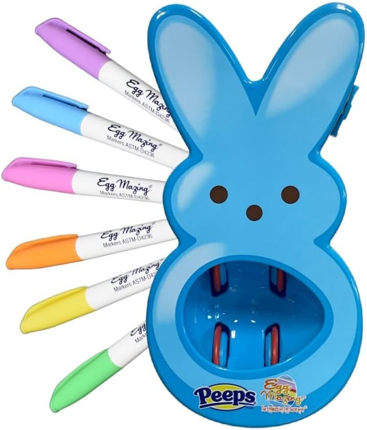 Eggmazing Peeps Hasen-Eier-Dekorator – 6 schnell trocknende, ungiftige Filzstifte, ab 3 Jahren