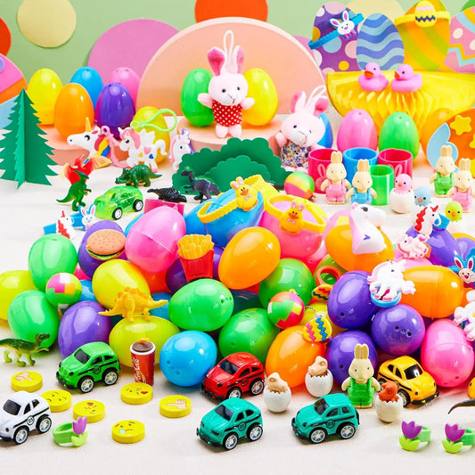 200 œufs de Pâques préremplis avec jouets et autocollants – Cadeaux de fête pour enfants