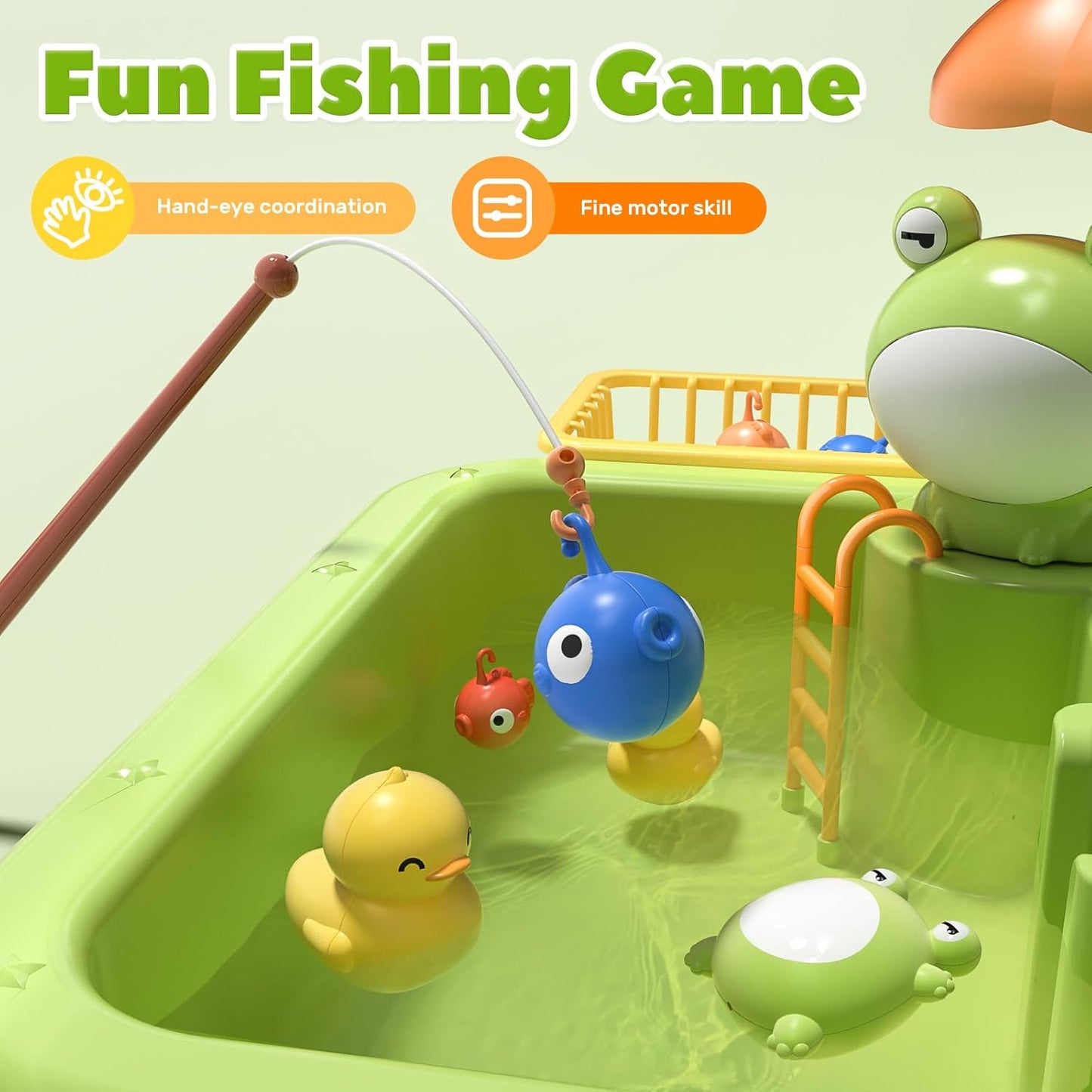 Kinderspielküchenspüle mit fließendem Wasser & schwimmendem Angelspielzeug-Set 💧🎣