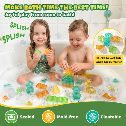 Blocs de construction souples en gelée - Jouet sensoriel et scientifique (STEM) compressible pour tout-petits 🧩✨
