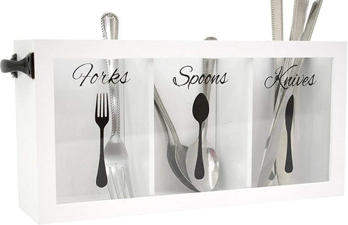 Farmhouse Rustic Wooden Cutlery Caddy with Sturdy Metal Handles 🍴✨