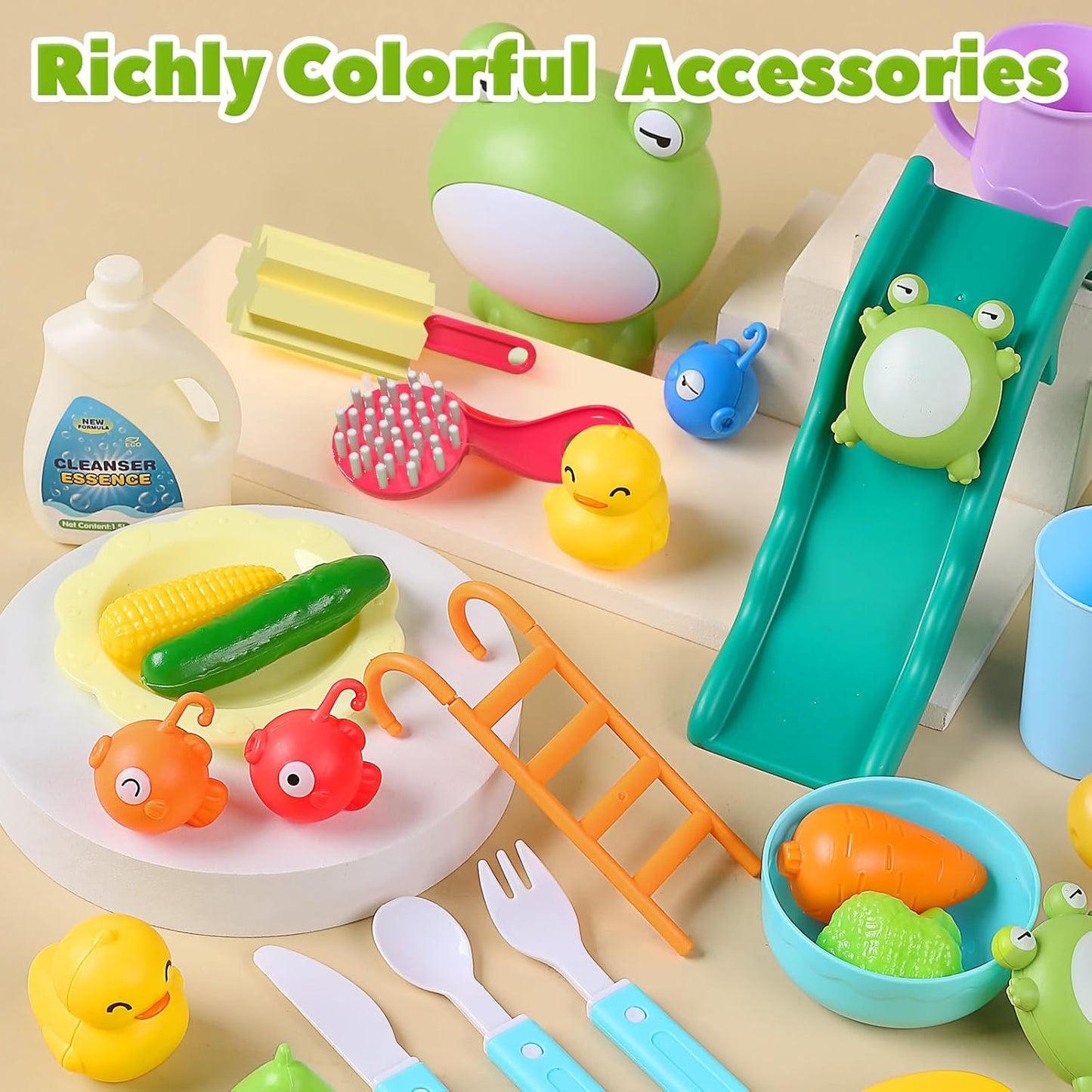 Kinderspielküchenspüle mit fließendem Wasser & schwimmendem Angelspielzeug-Set 💧🎣