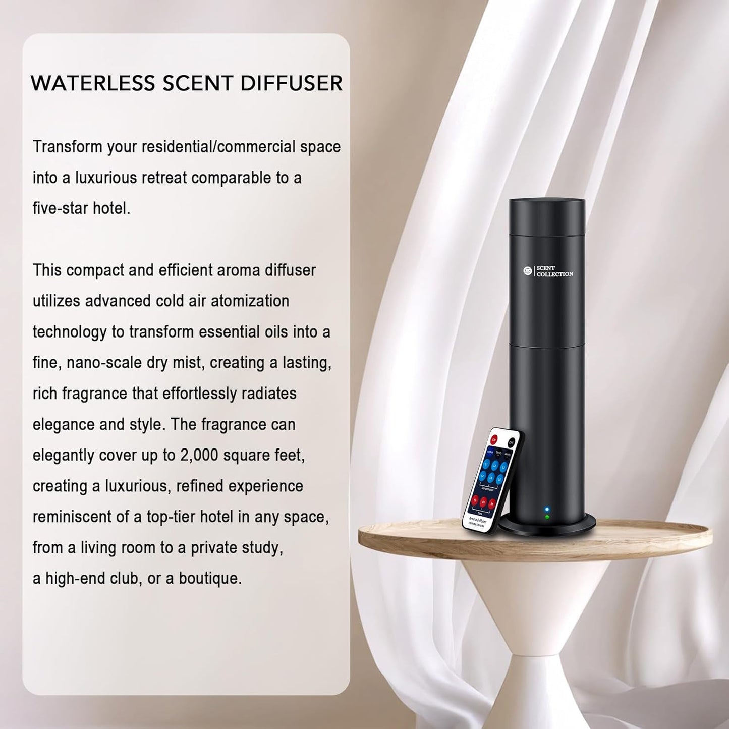 Diffuseur de parfum par nébulisation sans eau - Kit d'aromathérapie style hôtel avec 6 huiles essentielles