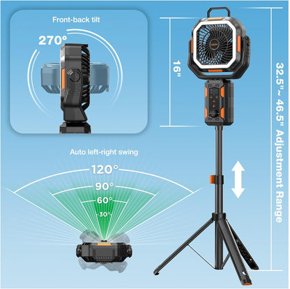 30000mAh Rechargeable Camping Fan with LED Lights & Detachable Tripod 🏕️💨