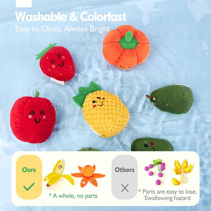 🥦 Mein erstes Sensorik-Obst- & Gemüse-Set - Montessori-Stofftierspielzeug 🍓