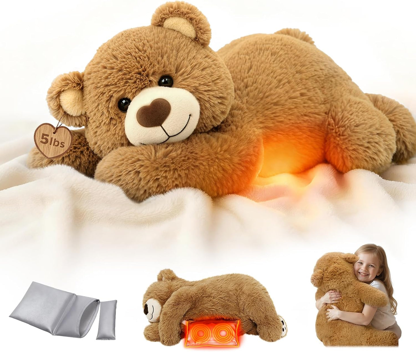 FunFlick 2-5 lbs verstellbare, beschwerte Kuh-Plüschfigur, 58 cm – Wärme-/Kältetherapie