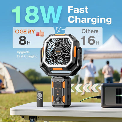 30000mAh Rechargeable Camping Fan with LED Lights & Detachable Tripod 🏕️💨