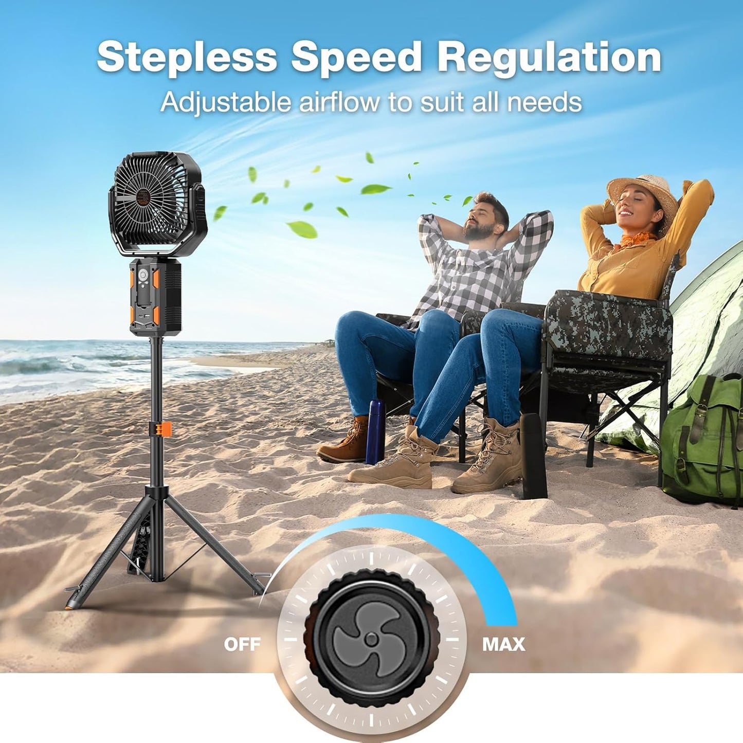 30000mAh Rechargeable Camping Fan with LED Lights & Detachable Tripod 🏕️💨