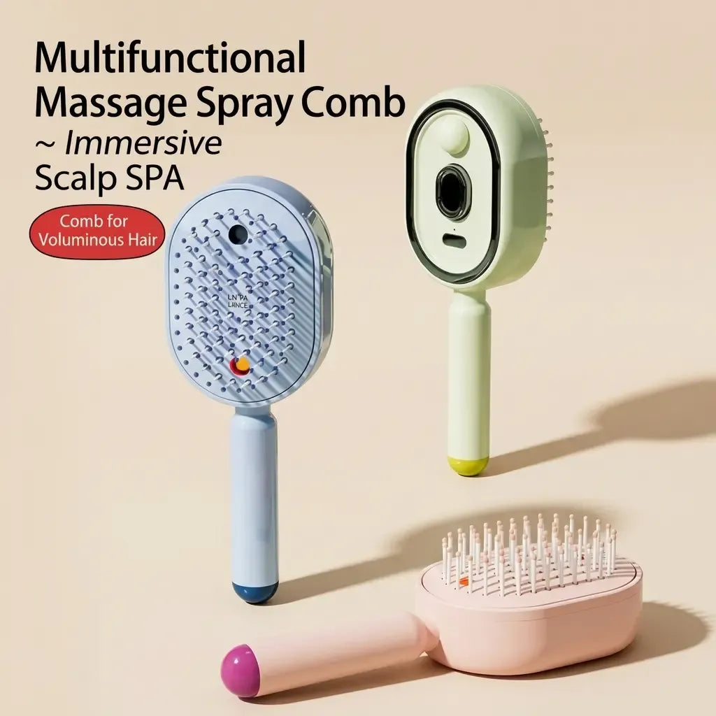3-in-1 Electric Mist Massage Brush - Self-Cleaning & Anti-Static 💆‍♀️✨