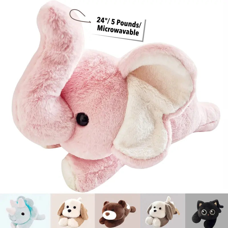 FunFlick 20-24" 4-5 lb beschwerte Stofftiere mit mikrowellengeeignetem Heizkissen - Hochlandrind, Capybara, Katze, Hund, Dinosaurier, Faultier, Elefant, Axolotl, Bär - 4-5 lbs, kühl- und wärmbarer Plüsch zur Linderung von Stress & Periodenschmerzen
