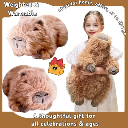 FunFlick 20-24" 4-5 lb beschwerte Stofftiere mit mikrowellengeeignetem Heizkissen - Hochlandrind, Capybara, Katze, Hund, Dinosaurier, Faultier, Elefant, Axolotl, Bär - 4-5 lbs, kühl- und wärmbarer Plüsch zur Linderung von Stress & Periodenschmerzen