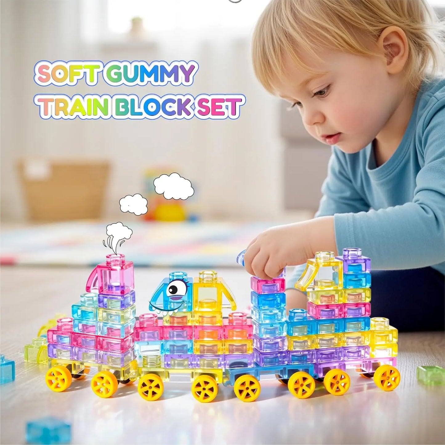 Blocs de construction souples en gelée - Jouet sensoriel et scientifique (STEM) compressible pour tout-petits 🧩✨