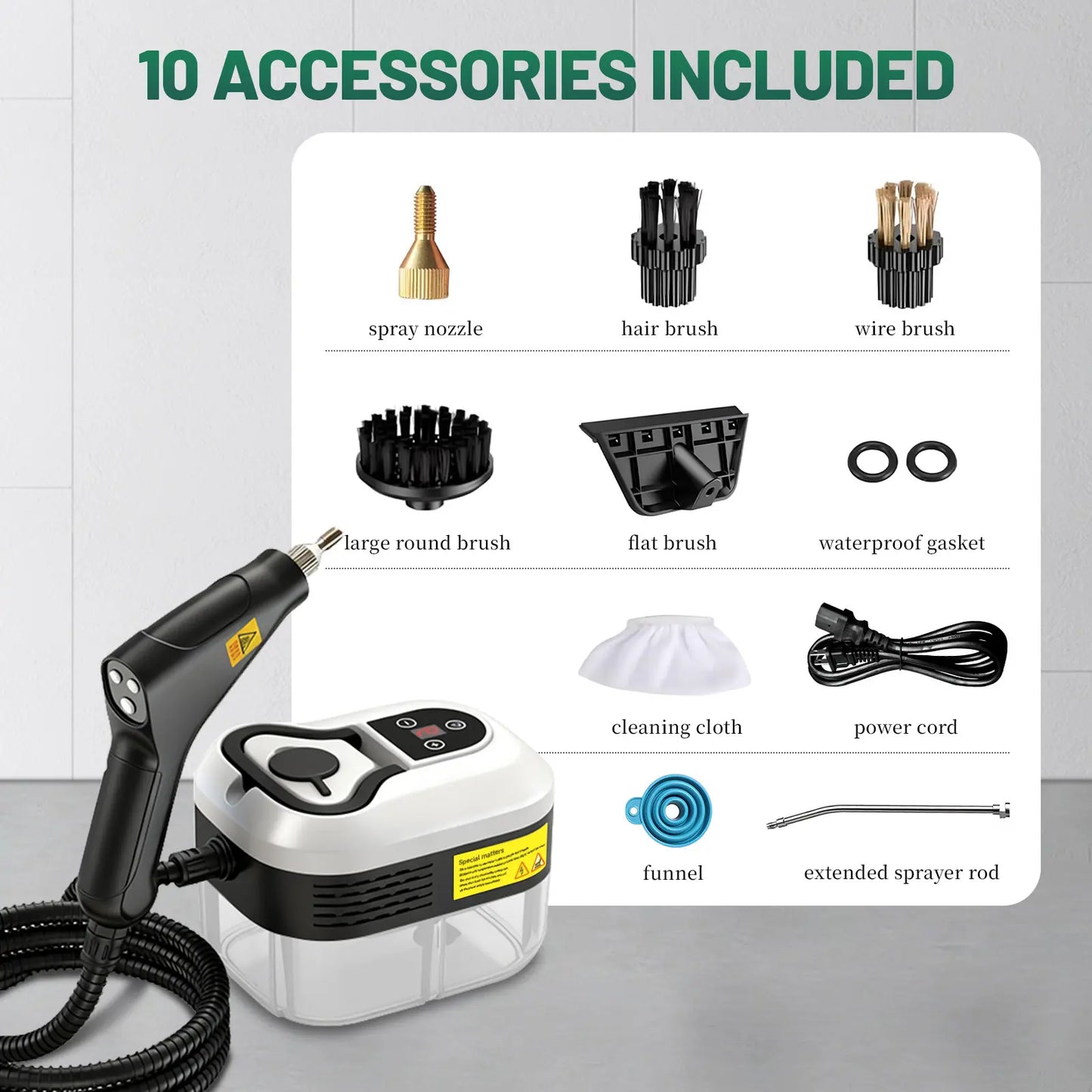 105°C High-Pressure Handheld Steam Cleaner | 10-Piece Accessory Kit 💨✨