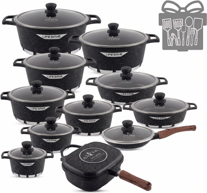🎉 Vente Anniversaire - Batteries de cuisine avec revêtement multicouche en granit antiadhésif