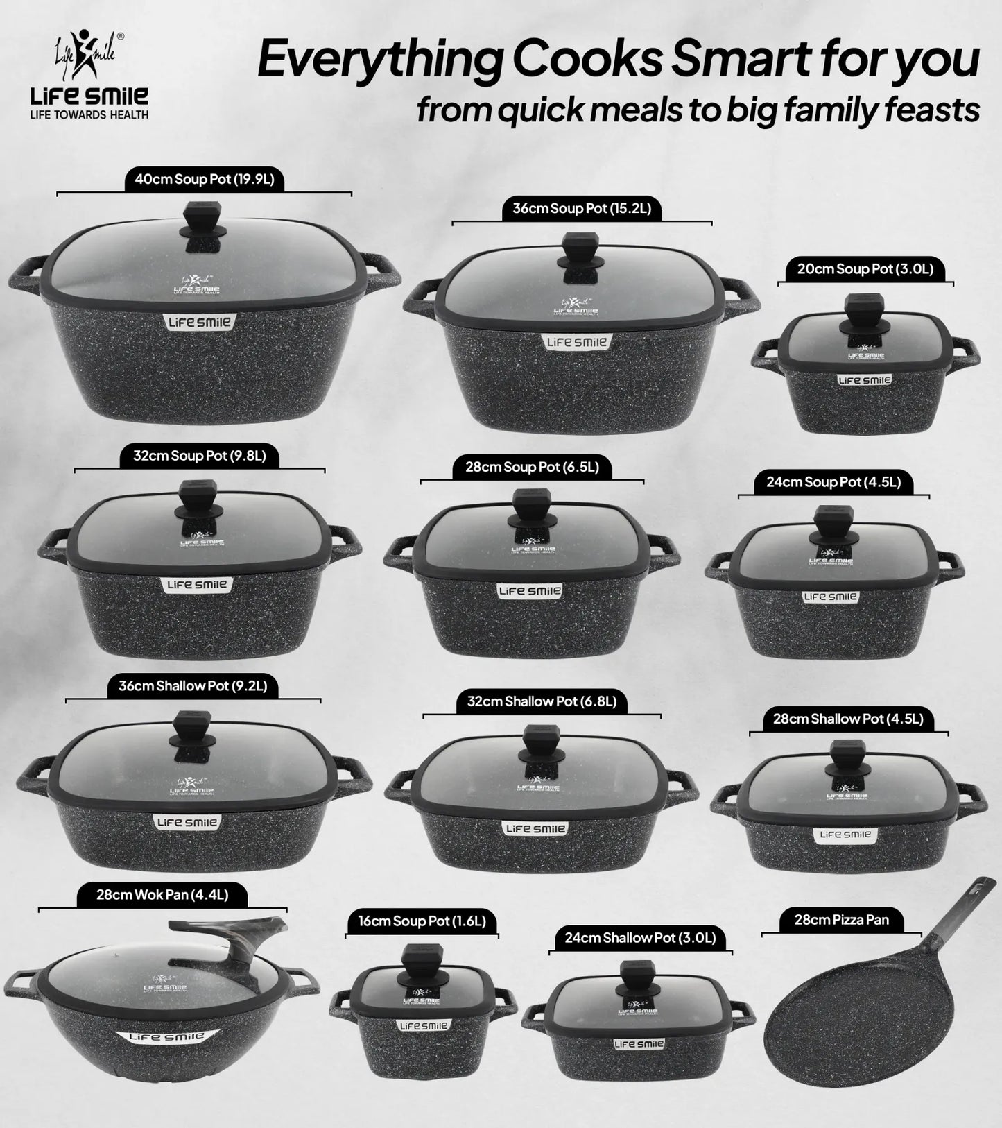 🎉 Vente Anniversaire - Batteries de cuisine avec revêtement multicouche en granit antiadhésif