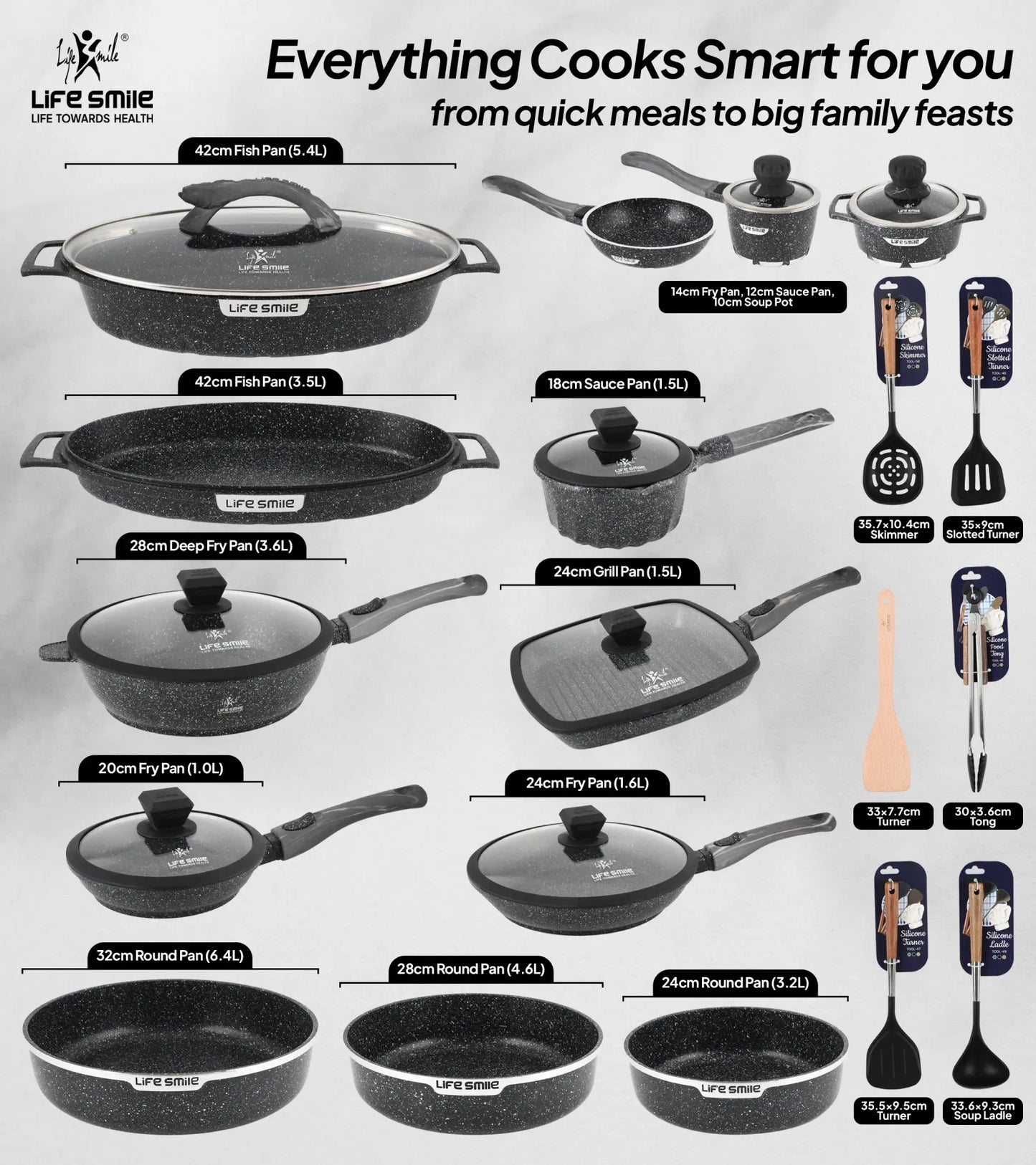 🎉 Vente Anniversaire - Batteries de cuisine avec revêtement multicouche en granit antiadhésif