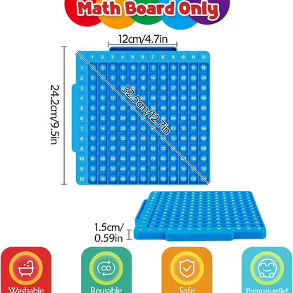 Torlam Mathe Lernkarten + Mathetafel, Mathe-Fidget-Spielzeug, Multiplikations-Lernkarten Einmaleins-Tabelle, POP Fidget-Tabelle, Mathe-Manipulationsmaterial Division, Addition, Subtraktion Spiele Spielzeug für Kinder, 1., 2., 3., 4., 5., 6. Klasse