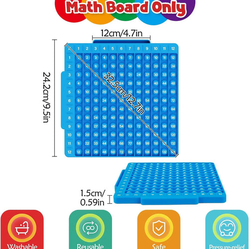 Torlam Mathe Lernkarten + Mathetafel, Mathe-Fidget-Spielzeug, Multiplikations-Lernkarten Einmaleins-Tabelle, POP Fidget-Tabelle, Mathe-Manipulationsmaterial Division, Addition, Subtraktion Spiele Spielzeug für Kinder, 1., 2., 3., 4., 5., 6. Klasse