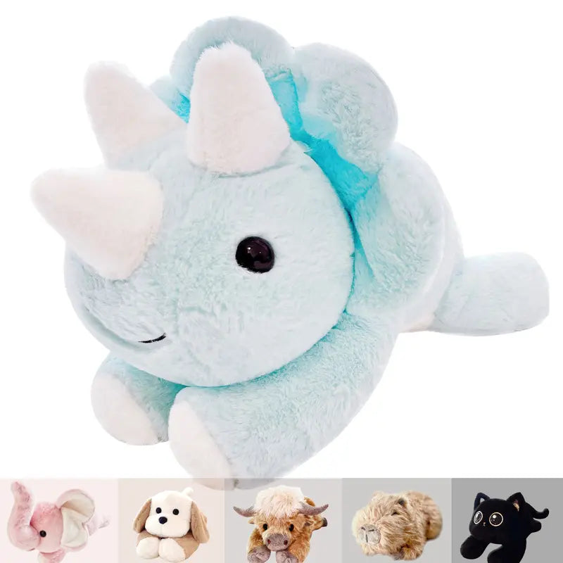 FunFlick 20-24" 4-5 lb beschwerte Stofftiere mit mikrowellengeeignetem Heizkissen - Hochlandrind, Capybara, Katze, Hund, Dinosaurier, Faultier, Elefant, Axolotl, Bär - 4-5 lbs, kühl- und wärmbarer Plüsch zur Linderung von Stress & Periodenschmerzen