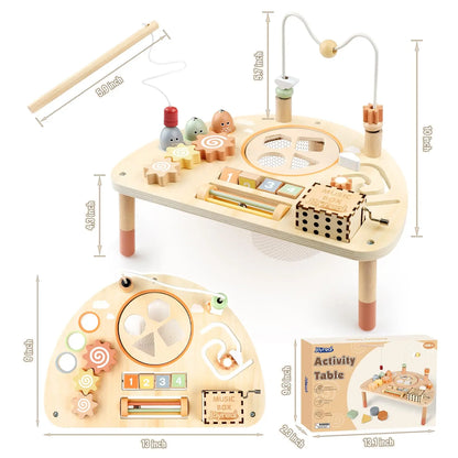 8-in-1 Montessori-Holz-Aktivitätstisch für Kleinkinder