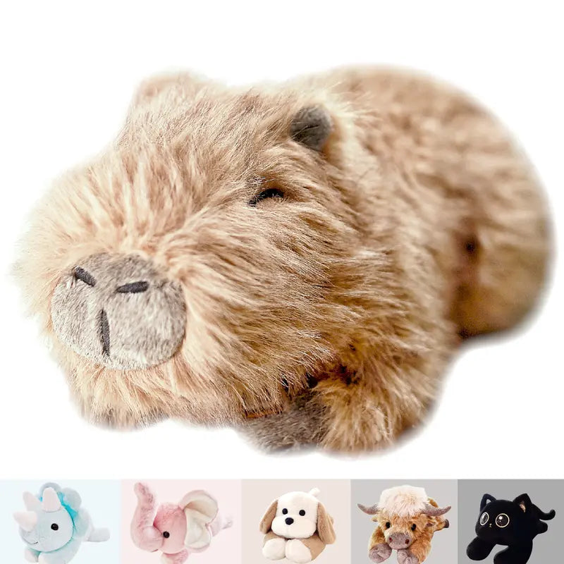 FunFlick 20-24" 4-5 lb beschwerte Stofftiere mit mikrowellengeeignetem Heizkissen - Hochlandrind, Capybara, Katze, Hund, Dinosaurier, Faultier, Elefant, Axolotl, Bär - 4-5 lbs, kühl- und wärmbarer Plüsch zur Linderung von Stress & Periodenschmerzen