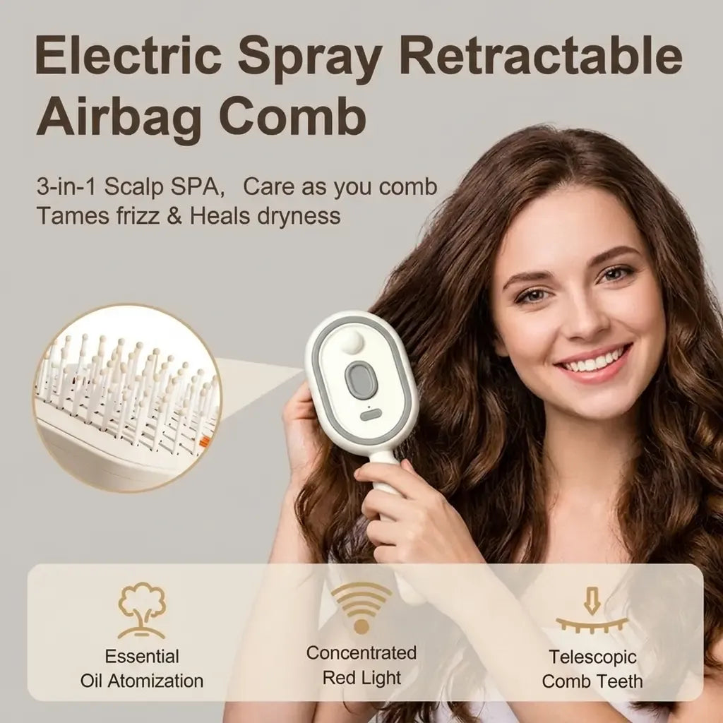 3-in-1 Electric Mist Massage Brush - Self-Cleaning & Anti-Static 💆‍♀️✨