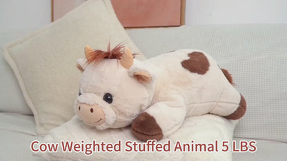 FunFlick 2-5 lbs verstellbare, beschwerte Kuh-Plüschfigur, 58 cm – Wärme-/Kältetherapie
